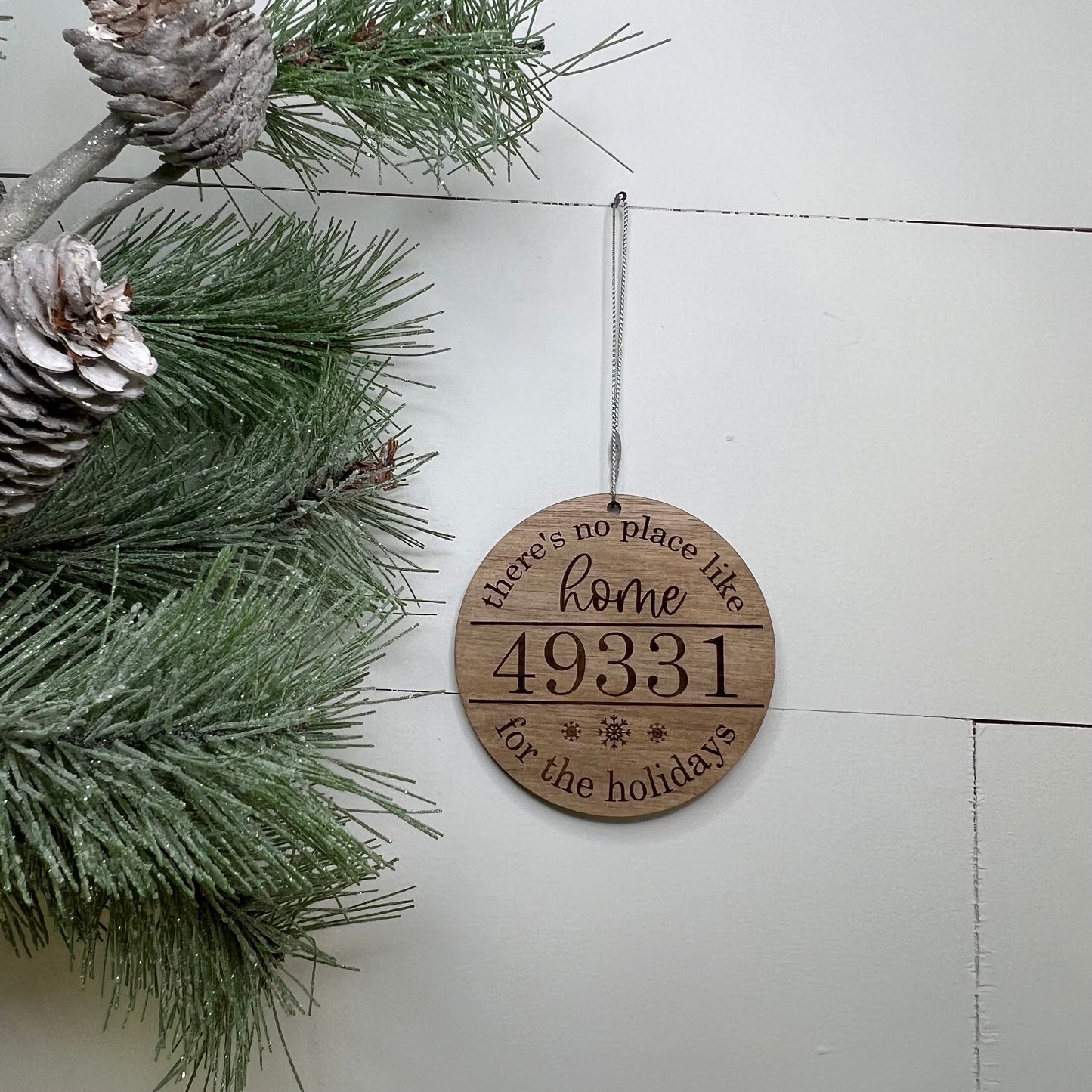 zip code home for the holidays personalized ornament