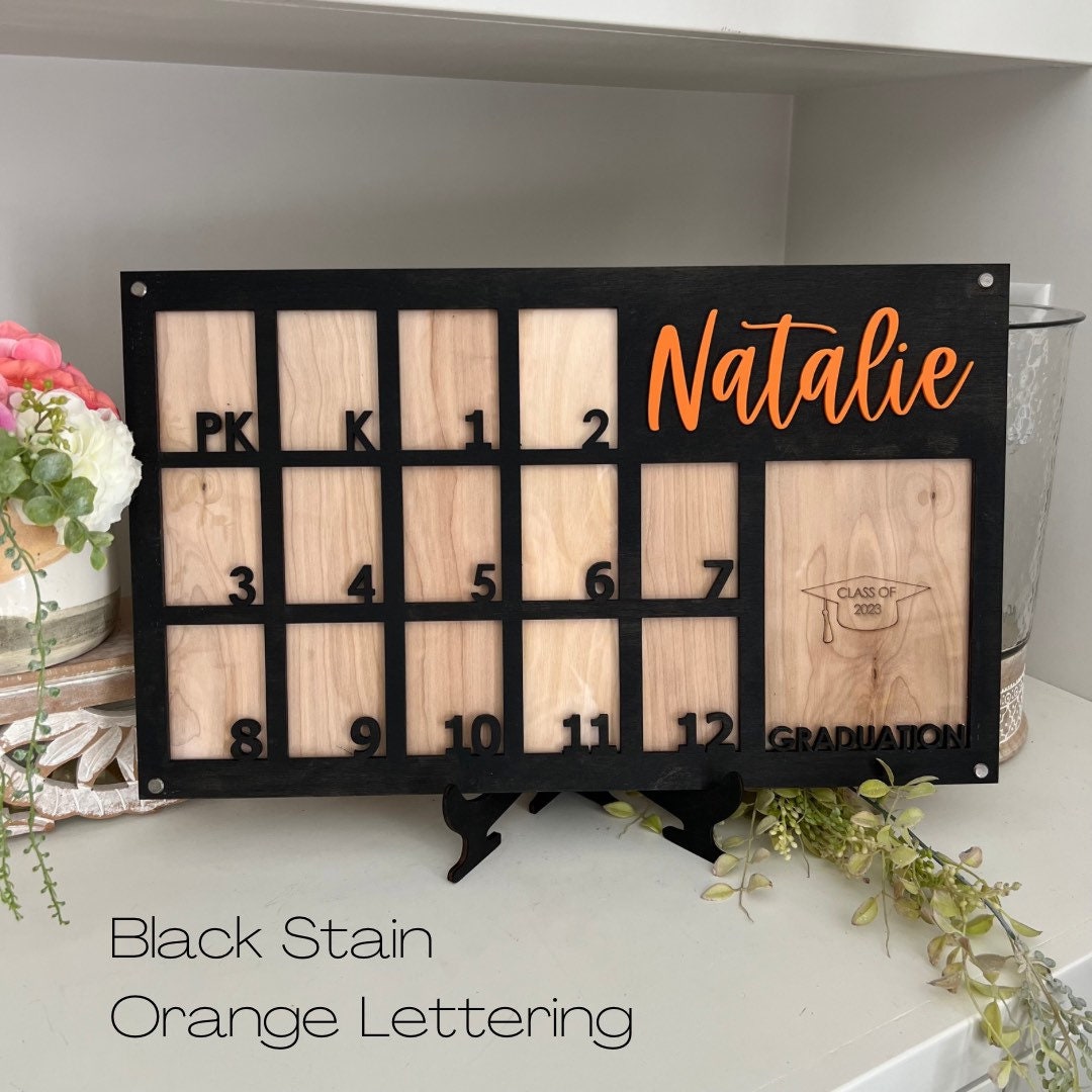 School Years Photo Frame * Pre K Grade 12 to Graduation Picture Frame * Large Wallet Photos and 5 X 7 Photo * Stand Included