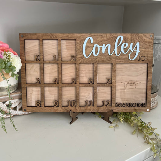 School Years Photo Frame * Kindergarten to Grade 12 to Graduation Picture Frame * Wallet Photos and 5 X 7 Photo * Stand Included