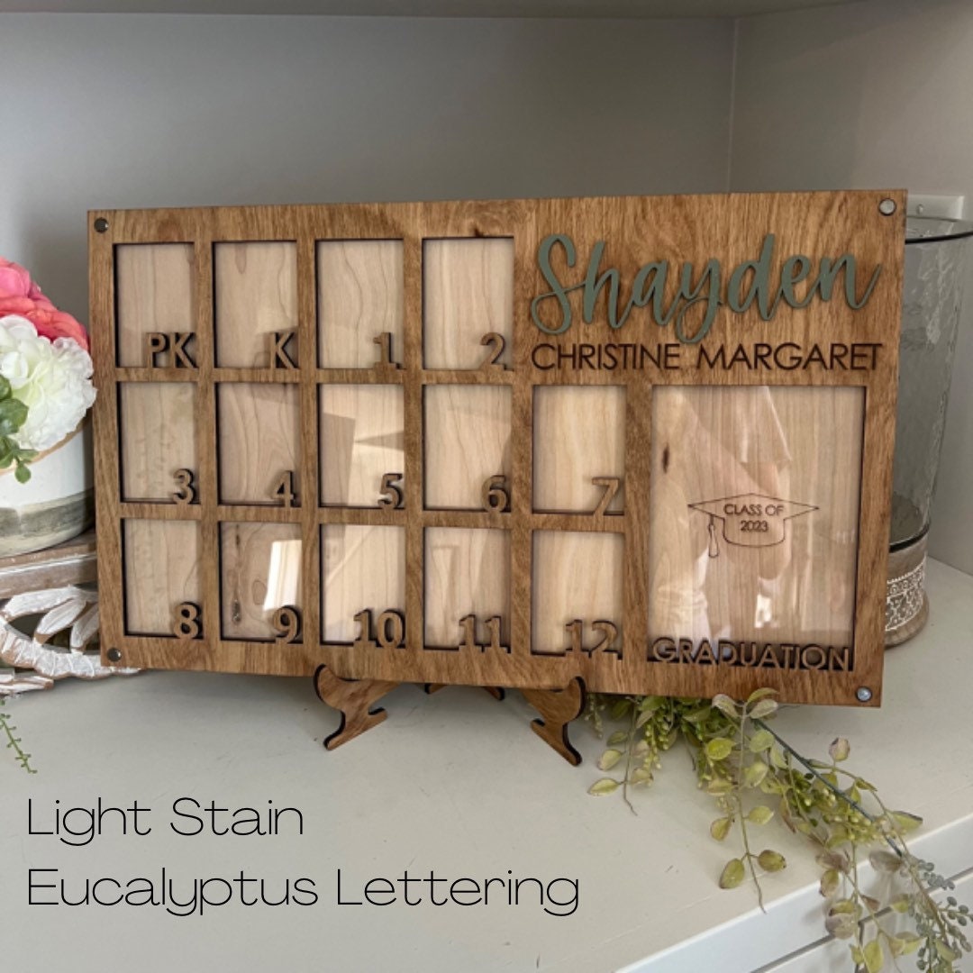 School Years Photo Frame * Pre K Grade 12 to Graduation Picture Frame * Large Wallet Photos and 5 X 7 Photo * Stand Included