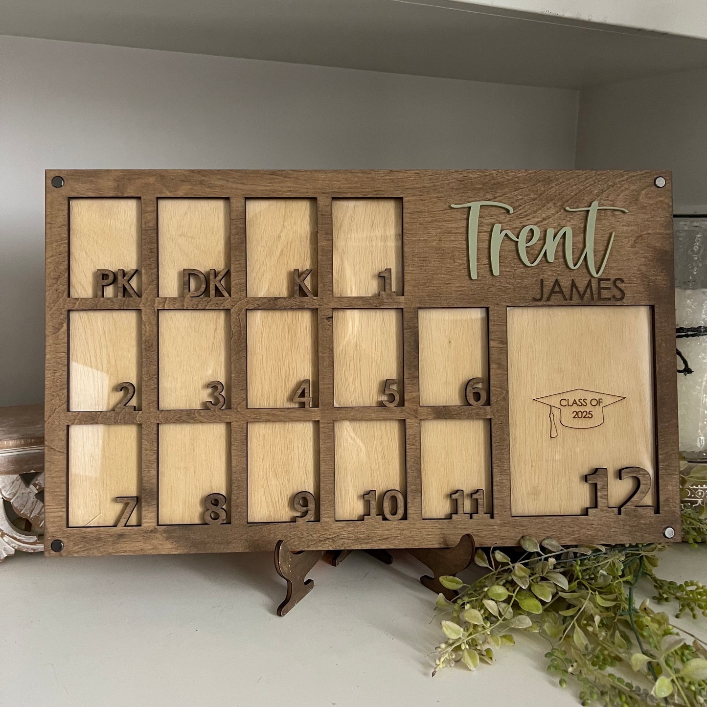 School Years Photo Frame * Pre K Grade to year 12 Photo Frame * Large Wallet Photos and 5 X 7 Photo * Stand Included * Wall Hanging