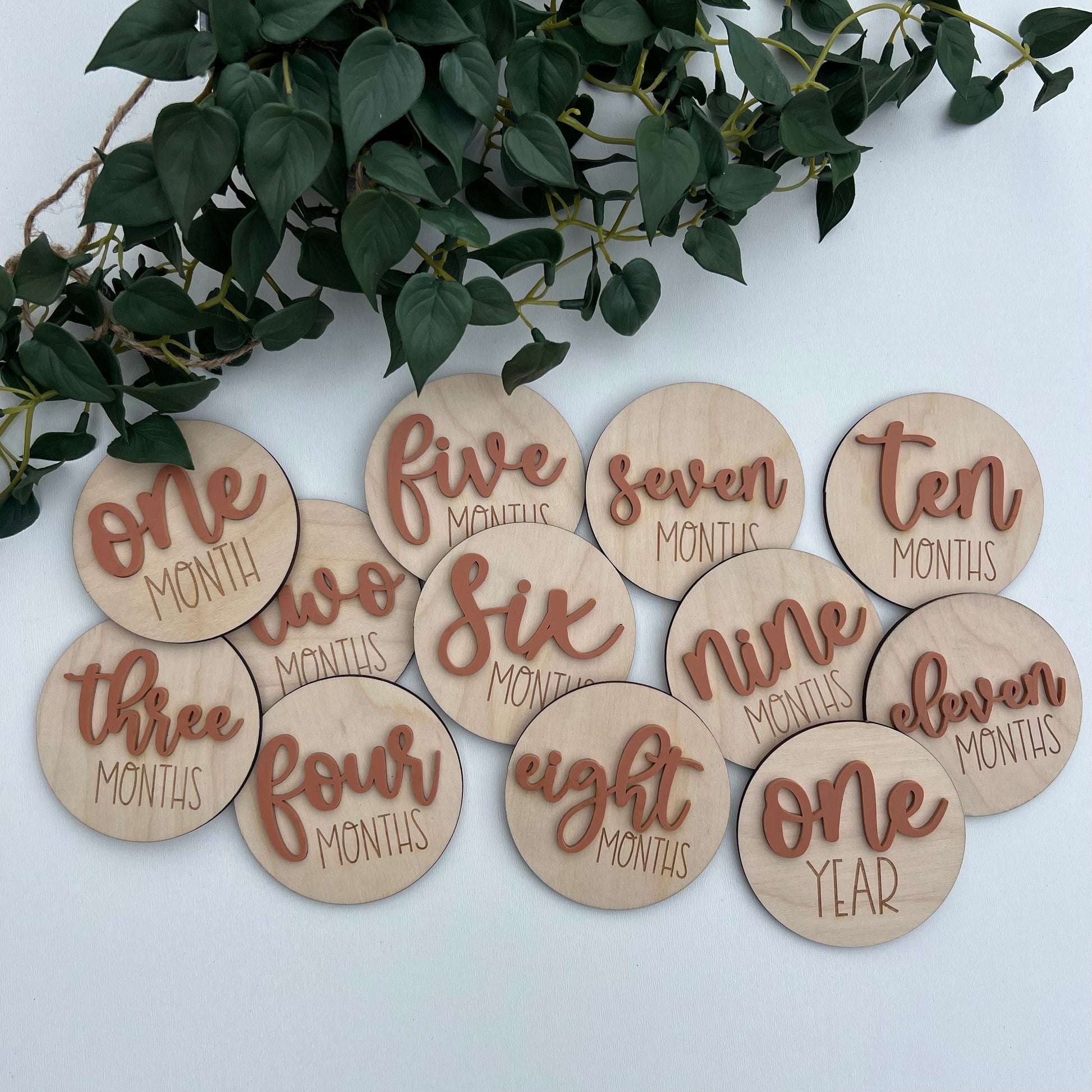 baby monthly milestone markers * milestone photo discs * baby shower gift * stand included