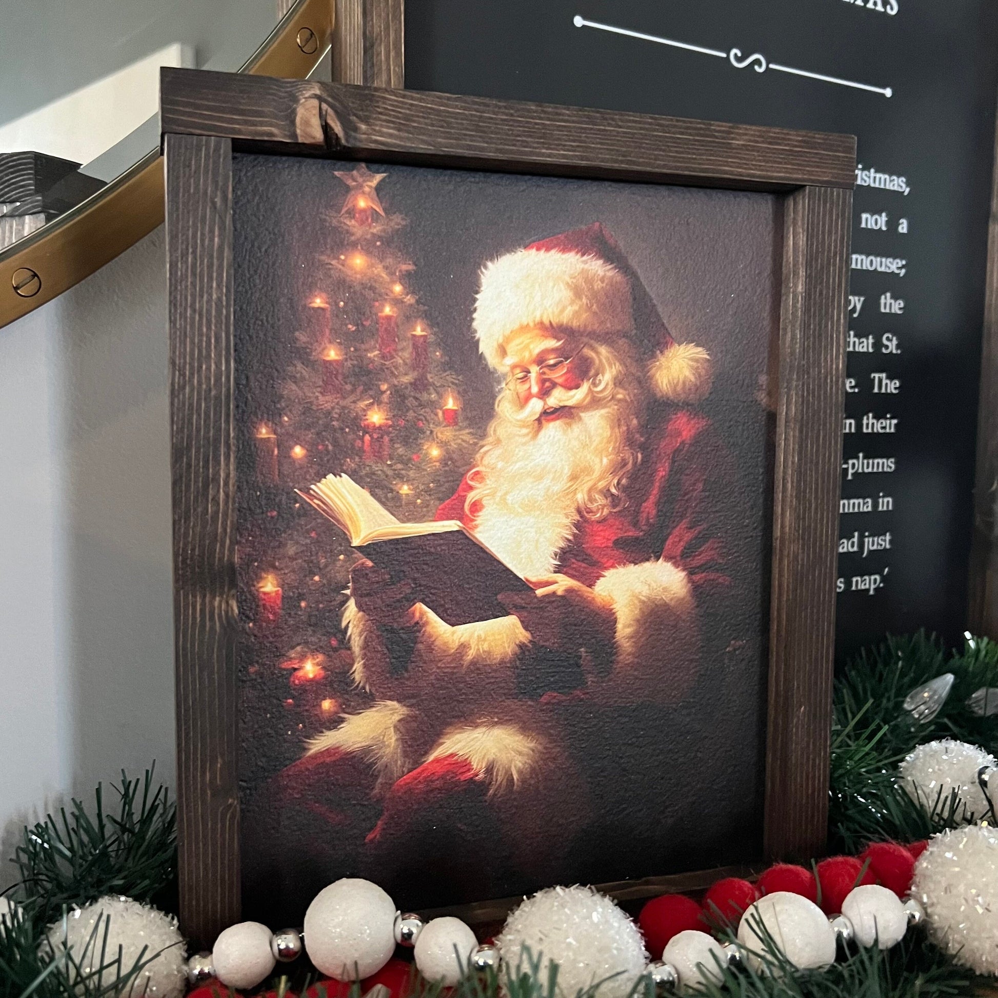 Vintage santa reading wood sign [FREE SHIPPING!]