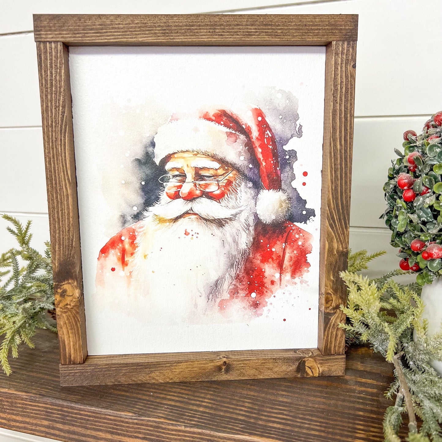 watercolor santa * wood sign [FREE SHIPPING!]