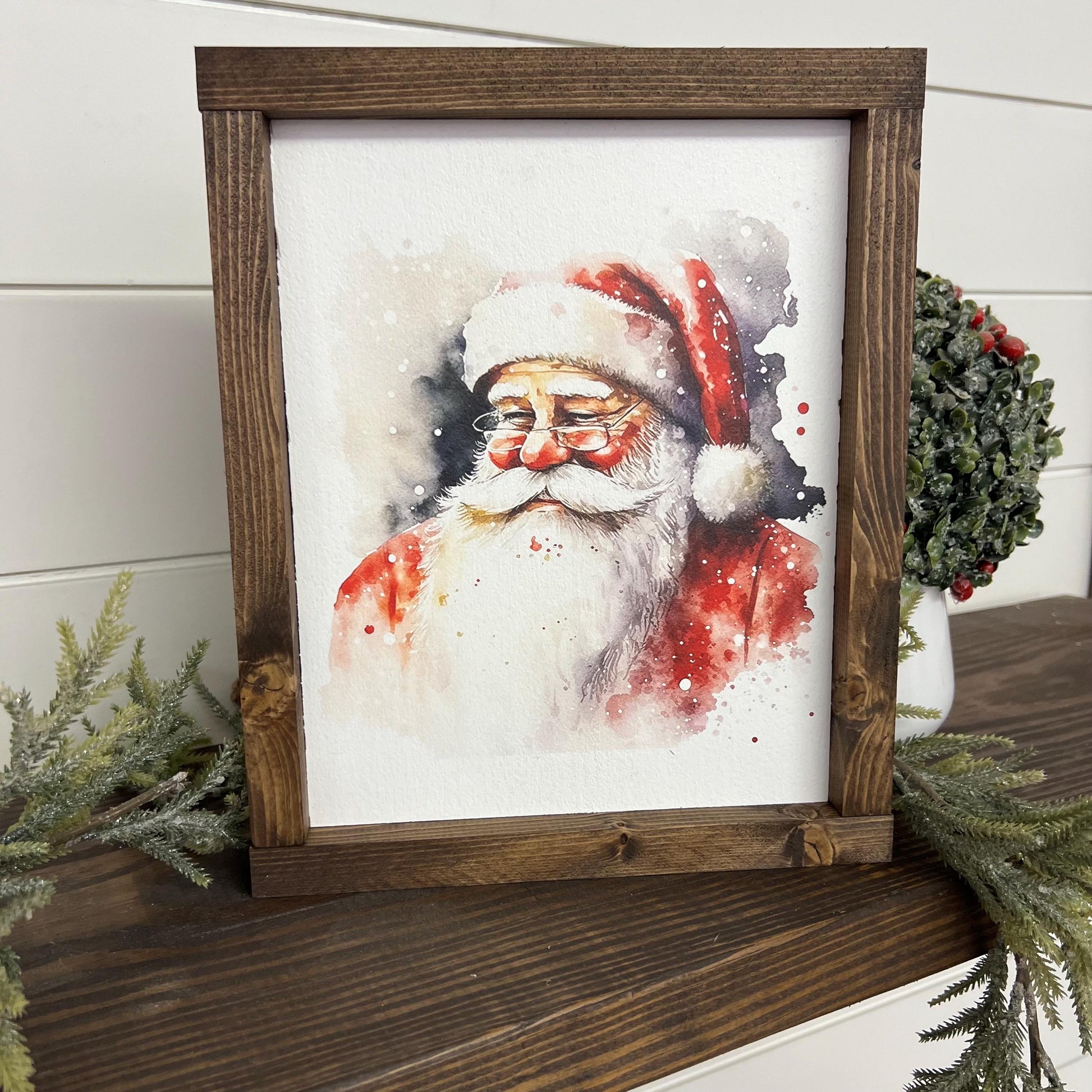 watercolor santa * wood sign [FREE SHIPPING!]