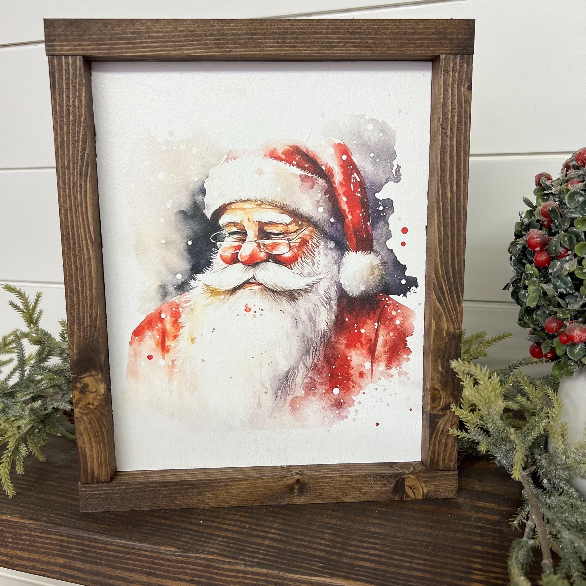 watercolor santa * wood sign [FREE SHIPPING!]