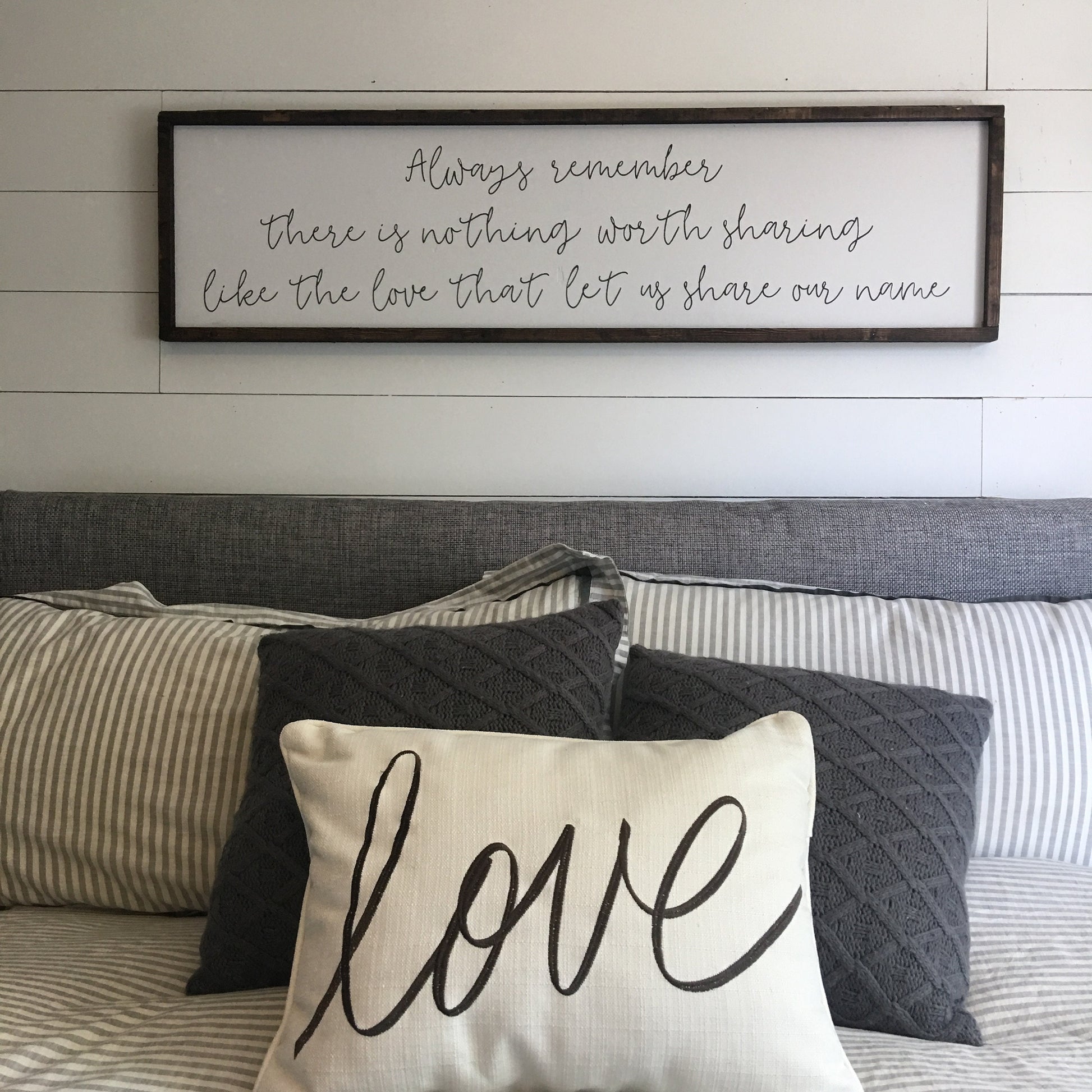 the love that let us share our name. above the bed sign [FREE SHIPPING!]