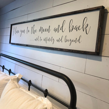 I love you to the moon and back - - above over the bed sign - master bedroom wall art [FREE SHIPPING!]