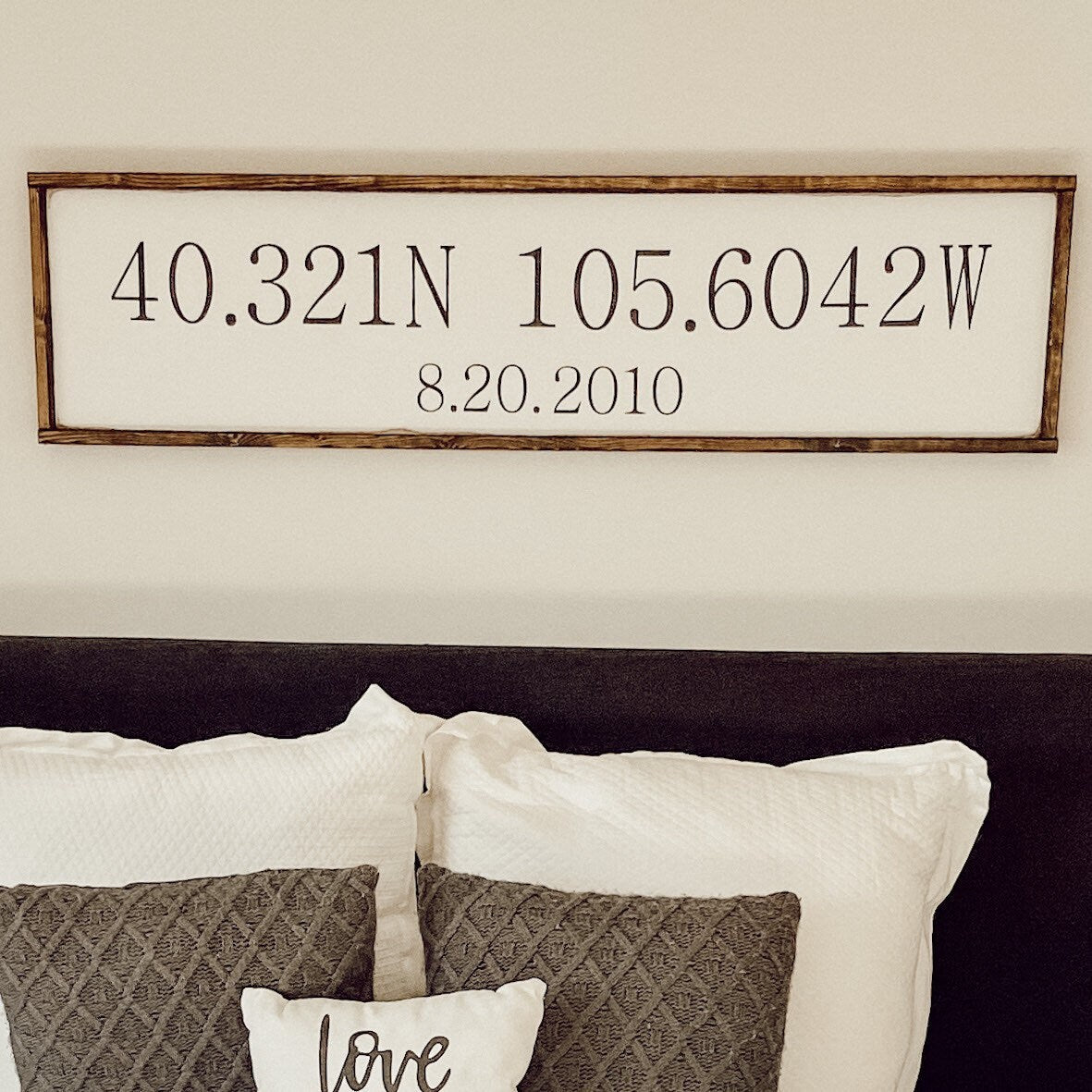 coordinates. - above over the bed sign - master bedroom wall art - personalized wedding gift - living room wall art [FREE SHIPPING!]