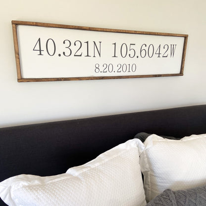 coordinates. - above over the bed sign - master bedroom wall art - personalized wedding gift - living room wall art [FREE SHIPPING!]