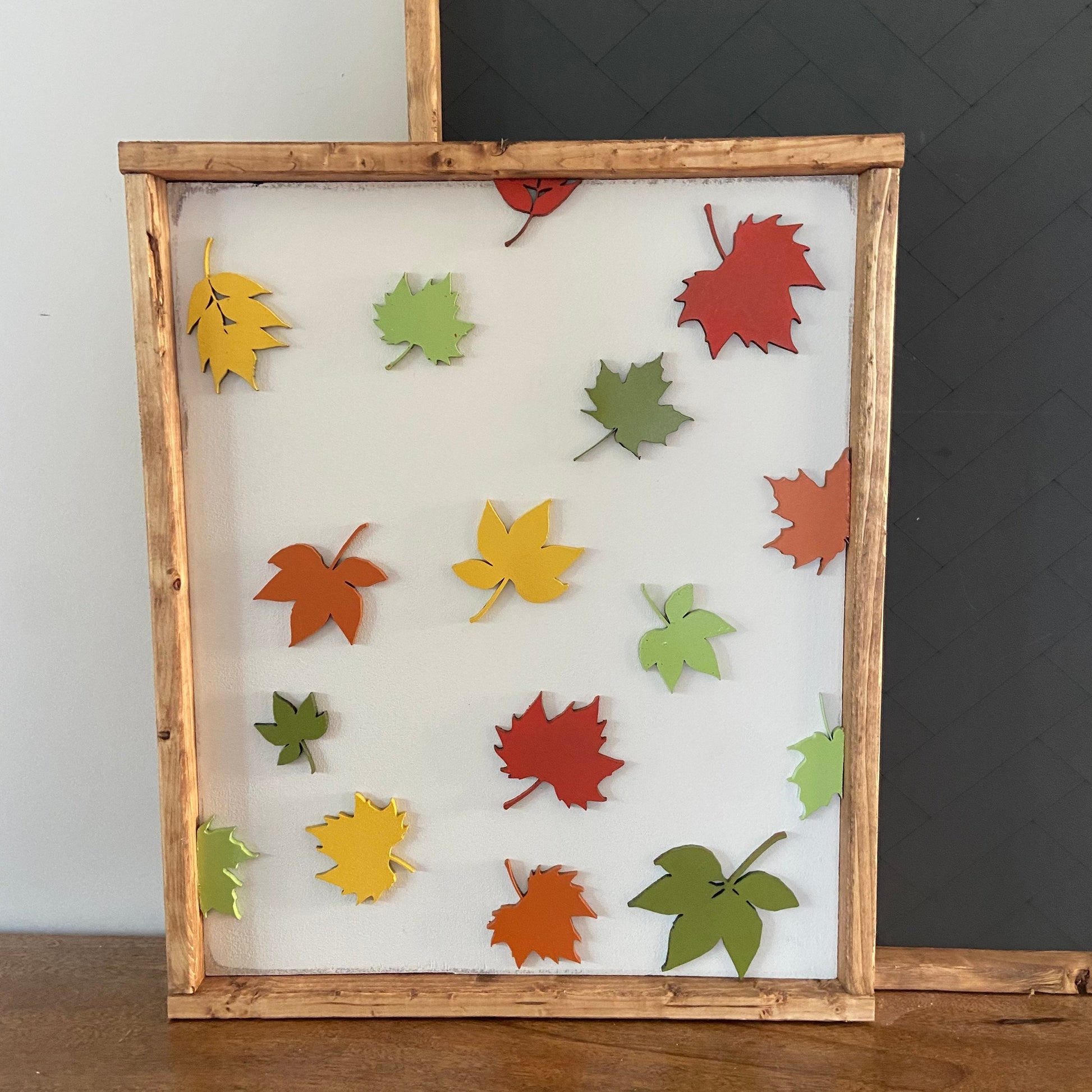 falling leaves background layering sign [FREE SHIPPING]