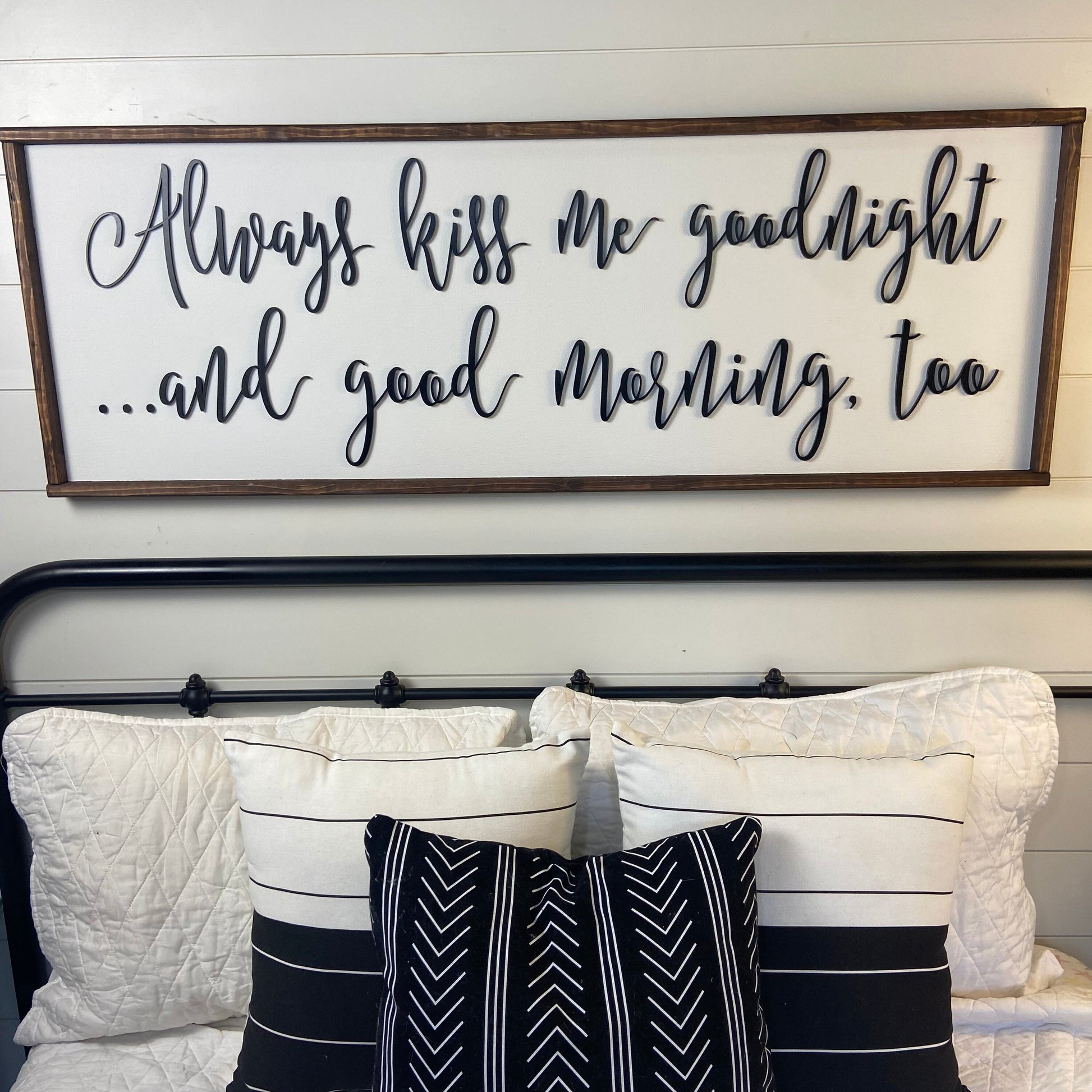 always kiss me goodnight - - above over the bed sign - master bedroom wall art [FREE SHIPPING!]