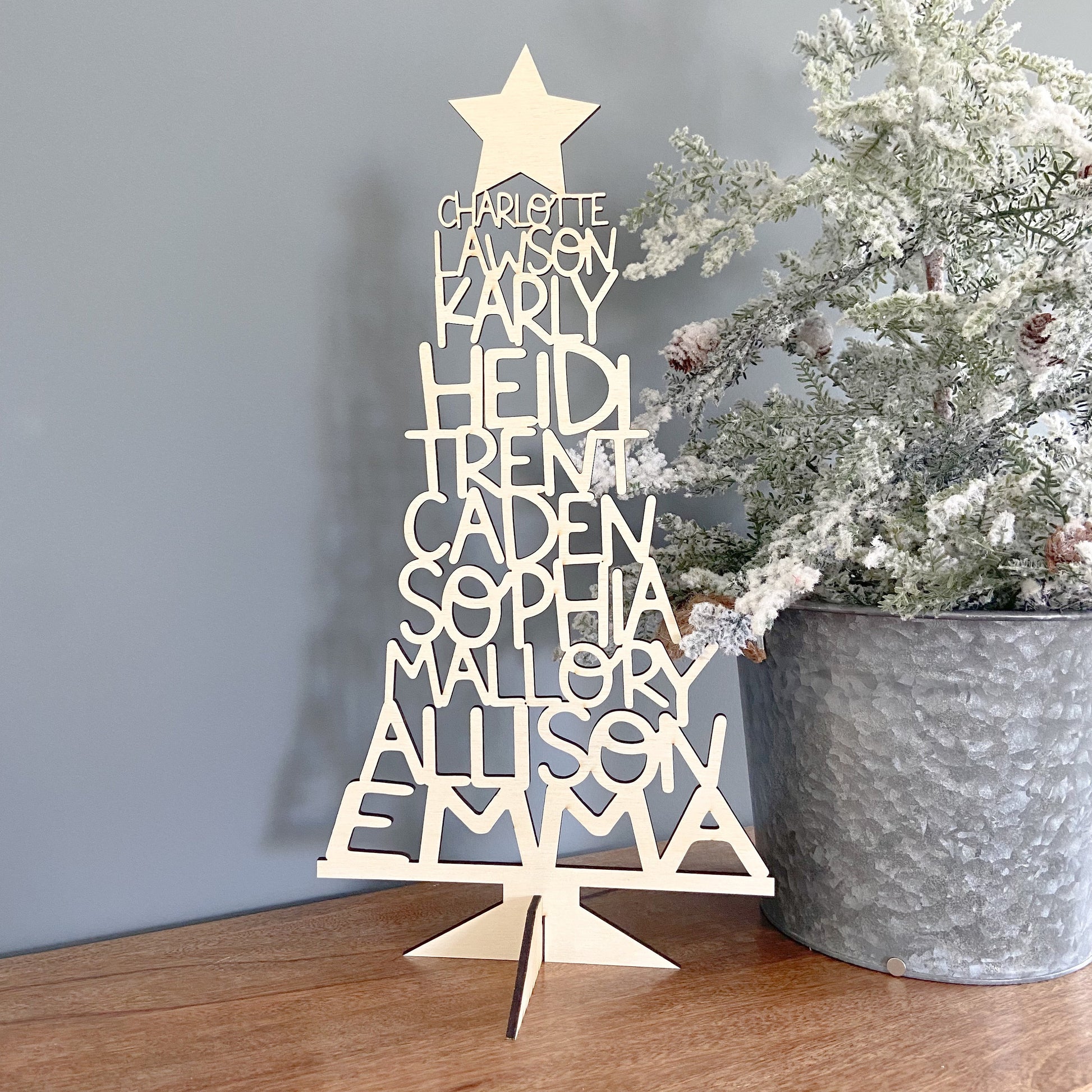 Family Christmas Acrylic/Wood Tree Personalized with Names, Family & Kids Names Tree, Gift for Mom, Dad, Grandma, Grandpa [FREE SHIPPING]