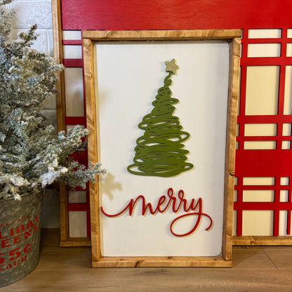 merry, whimsical tree - Christmas wood sign, mantle decor [FREE SHIPPING!]