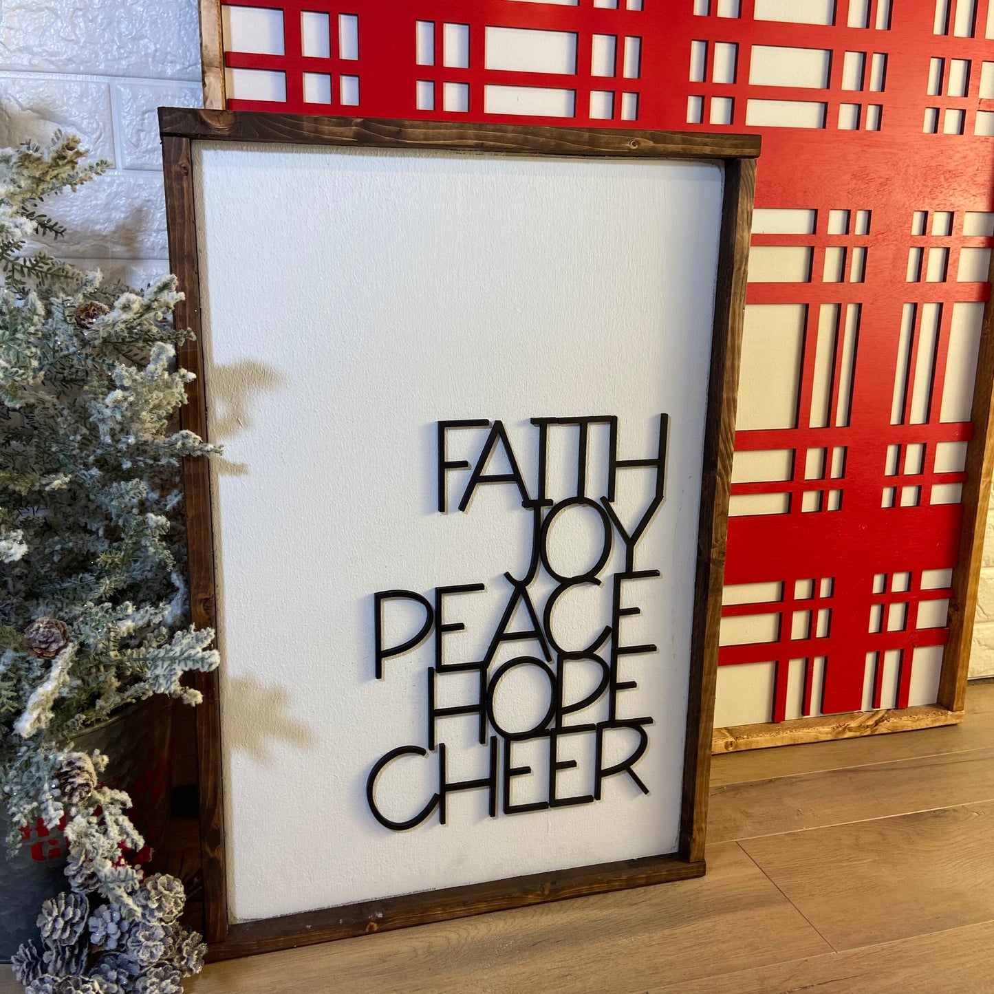 faith joy peace hope cheer - Christmas wood sign, mantle decor [FREE SHIPPING!]