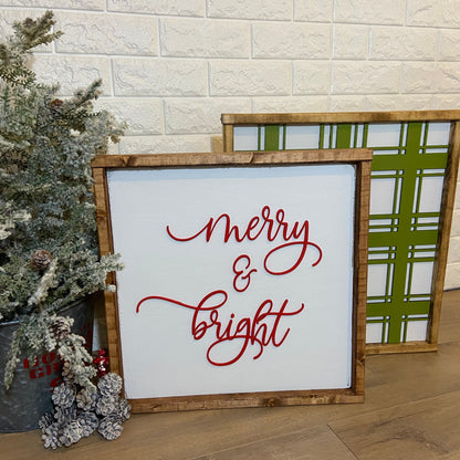 merry&bright farmhouse Christmas wood sign [FREE SHIPPING!]