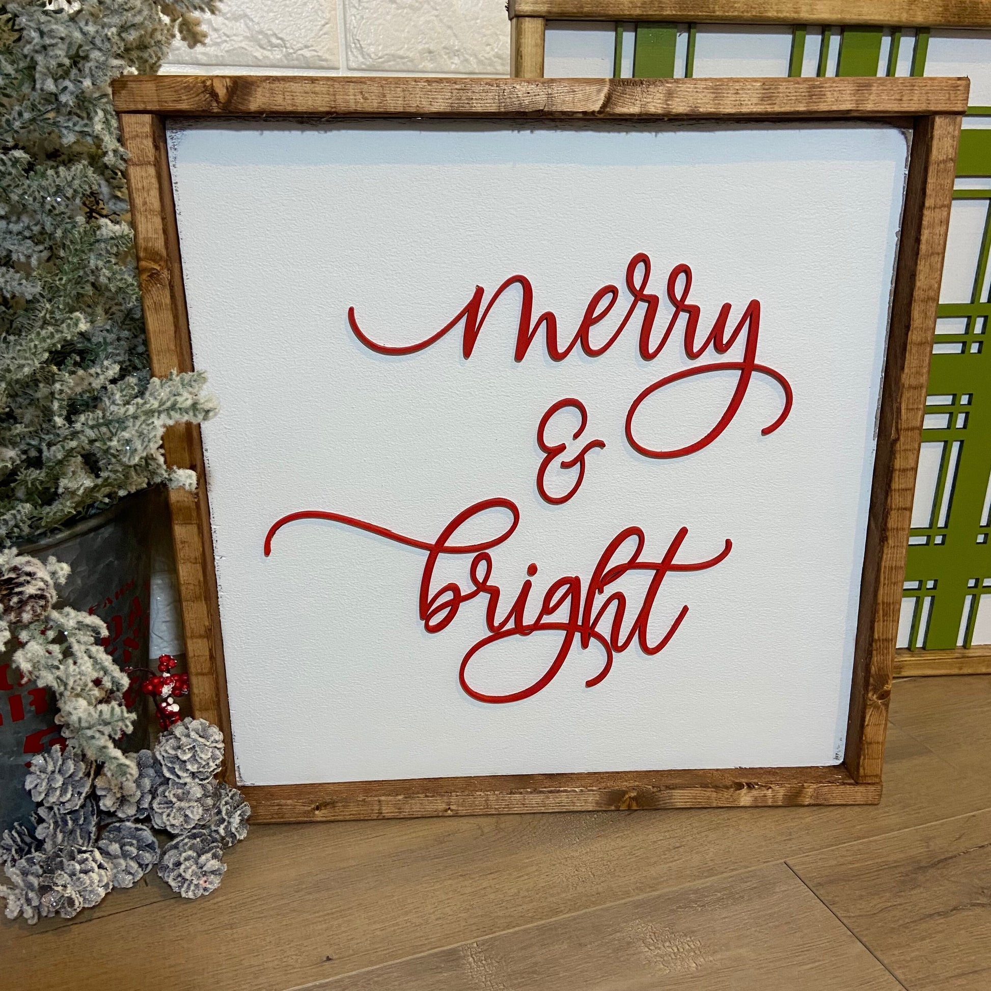 merry&bright farmhouse Christmas wood sign [FREE SHIPPING!]