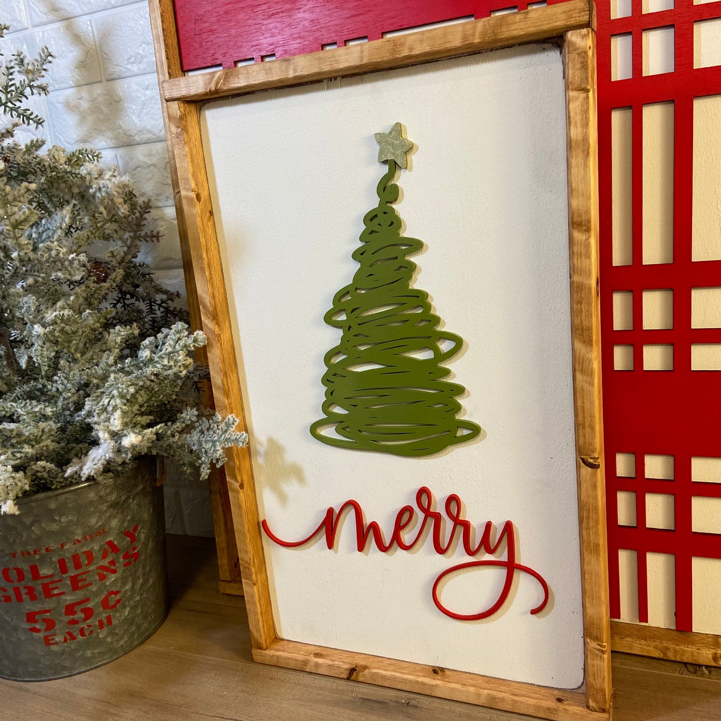 merry, whimsical tree - Christmas wood sign, mantle decor [FREE SHIPPING!]