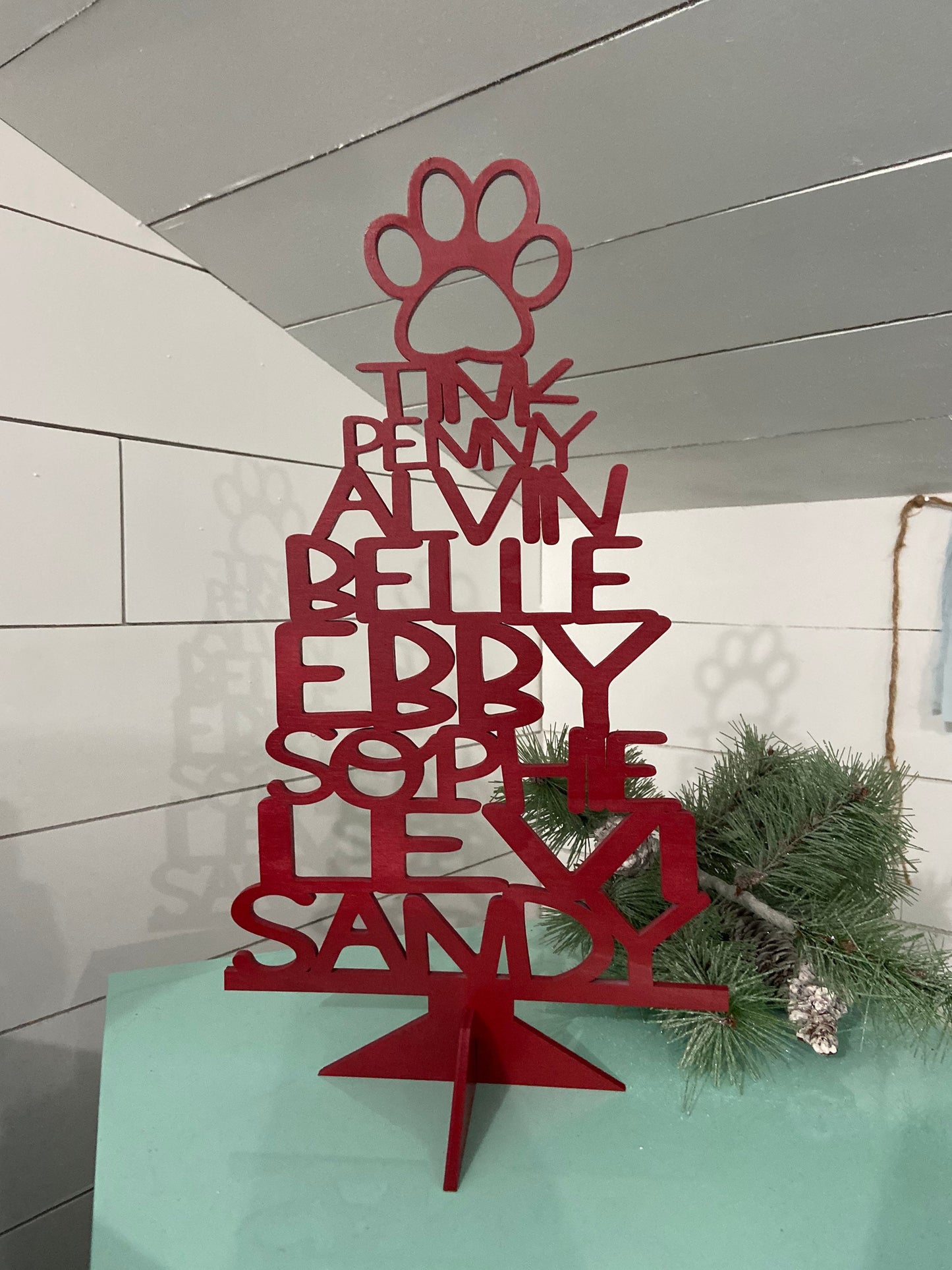 Grand Puppy, Dog, Cat, Christmas Tree Personalized with Names, Pets Names Tree, Gift for Grandma, Gift for Grandpa [FREE SHIPPING]