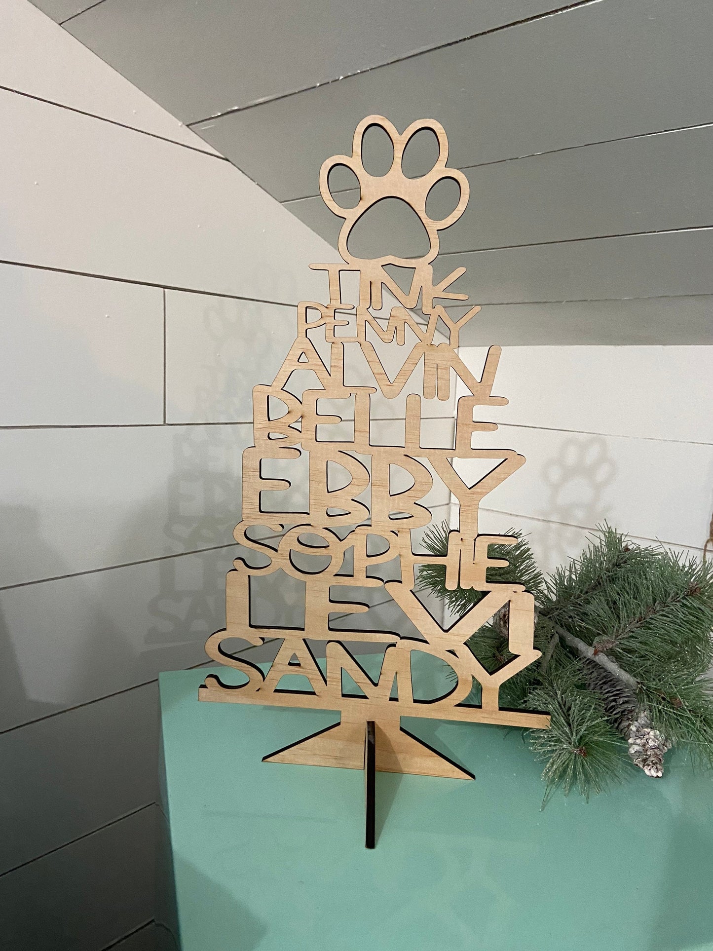 Grand Puppy, Dog, Cat, Christmas Tree Personalized with Names, Pets Names Tree, Gift for Grandma, Gift for Grandpa [FREE SHIPPING]