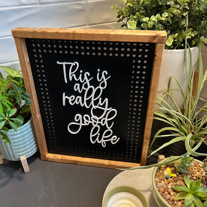 this is a really good life * cane background wood sign [FREE SHIPPING!]