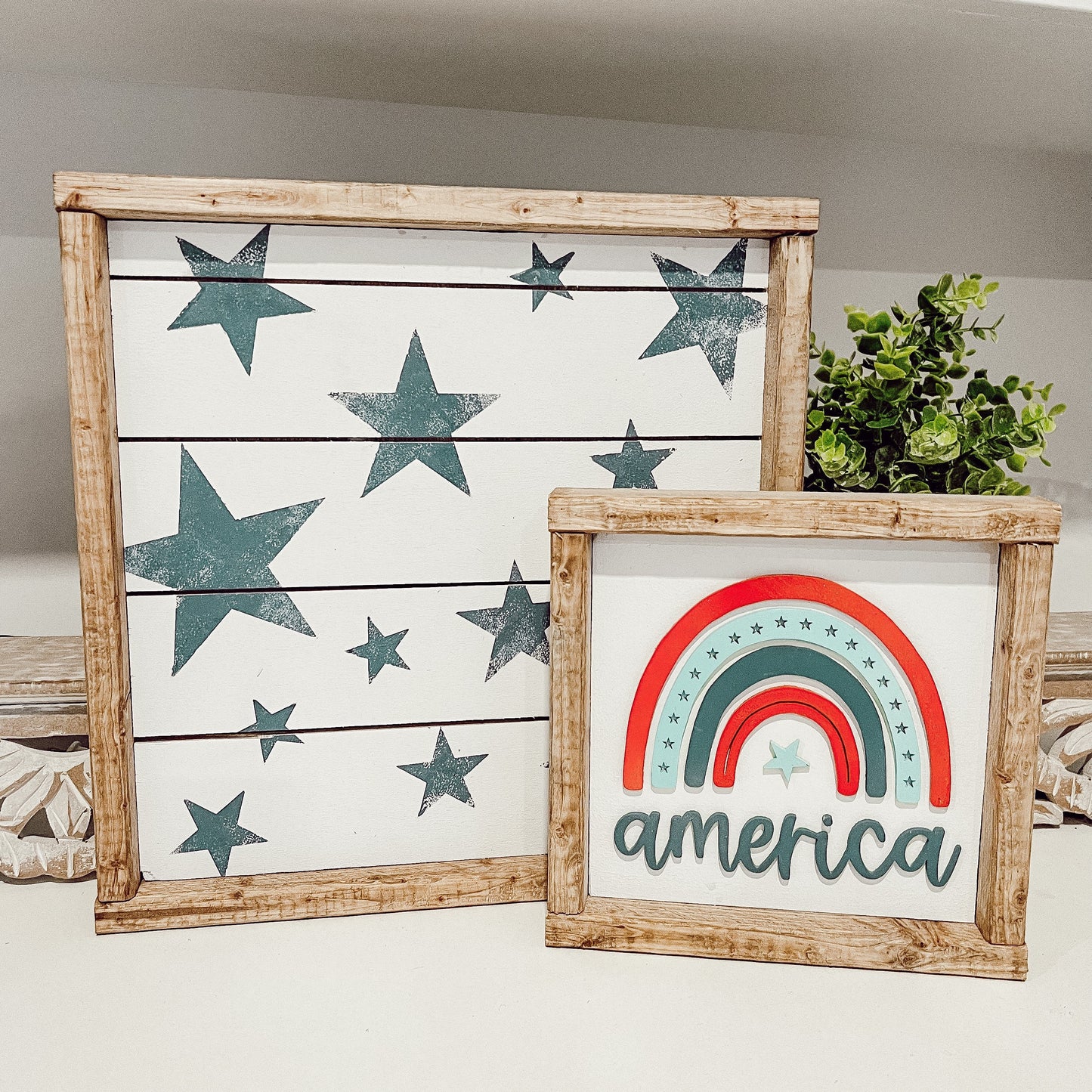 America Bundle! Shiplap star background with red, white and blue rainbow sign [FREE SHIPPING]