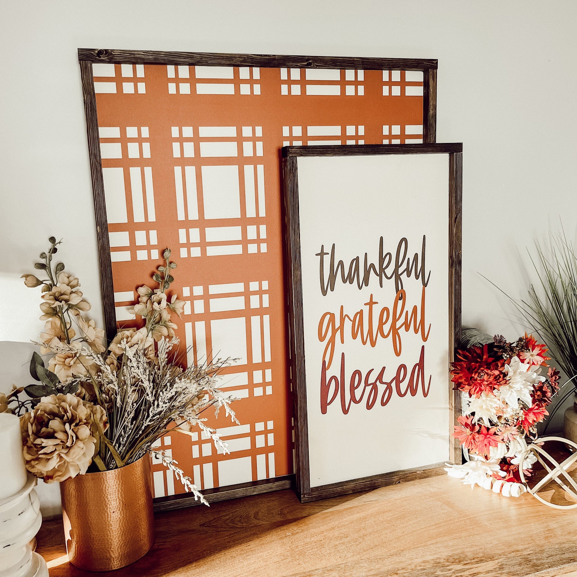 Autumn Bundles! Decorative background with thankful grateful blessed wood signs [FREE SHIPPING]