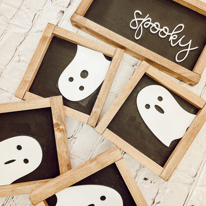 mini ghosts & spooky [set of 5!] wood signs [FREE SHIPPING]