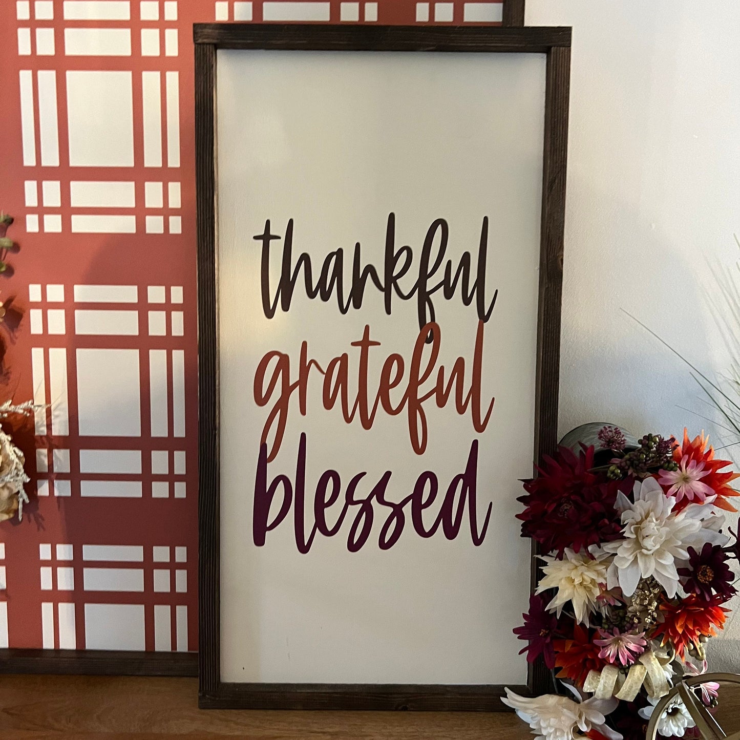 Autumn Bundles! Decorative background with thankful grateful blessed wood signs [FREE SHIPPING]