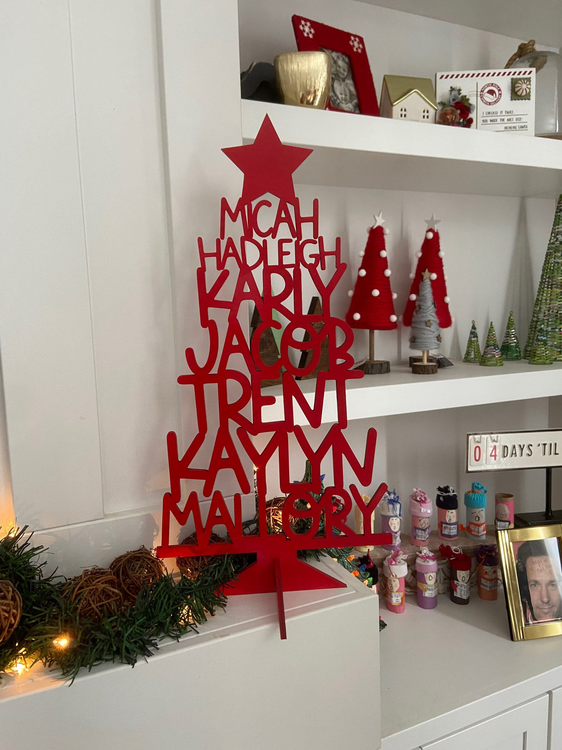 Your People Holiday Acrylic/Wood Tree Personalized with Names, Family & Kids Names Tree, Gift for Mom, Dad, Grandma, Grandpa [FREE SHIPPING]