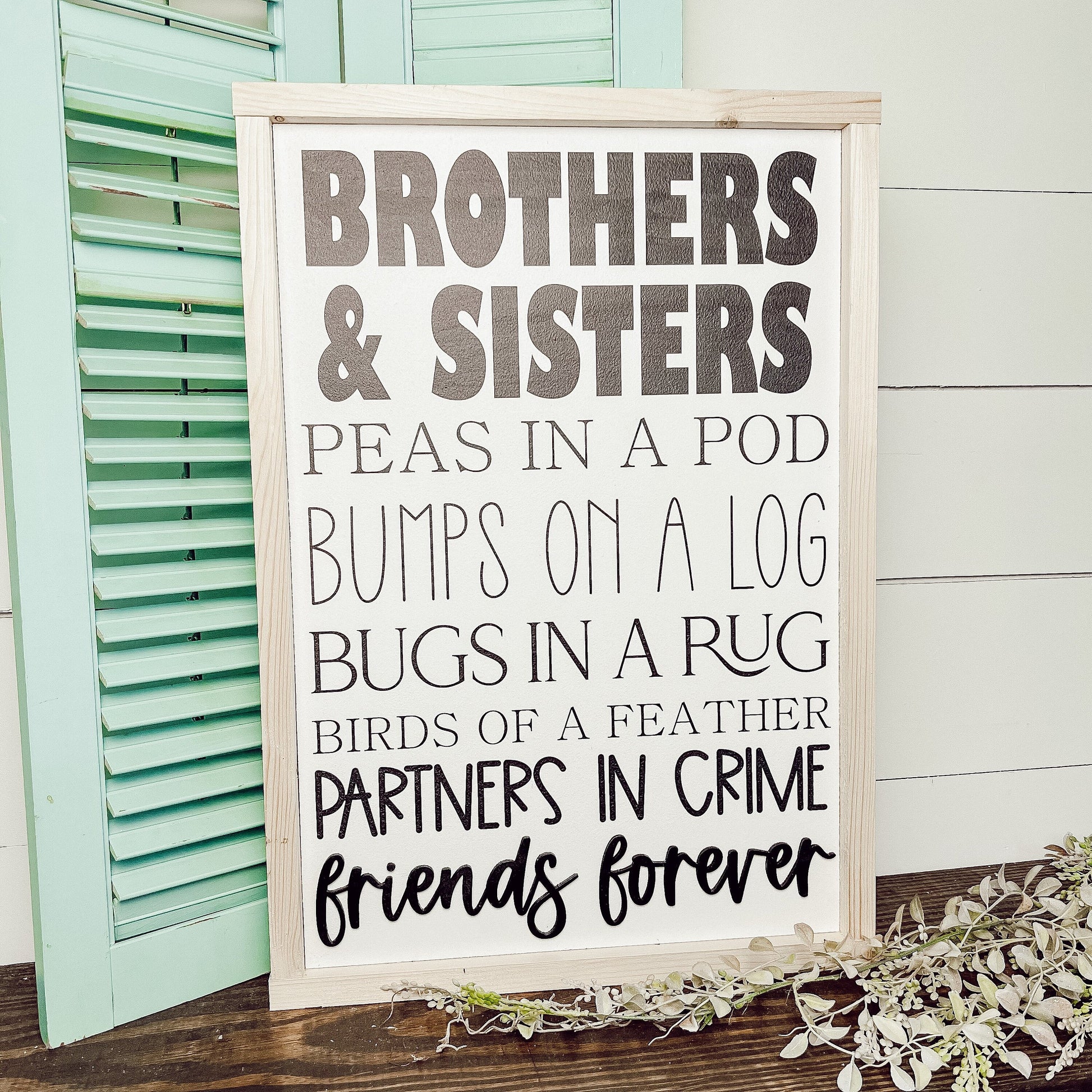 brothers and sisters. playroom kids room sign [FREE SHIPPING]
