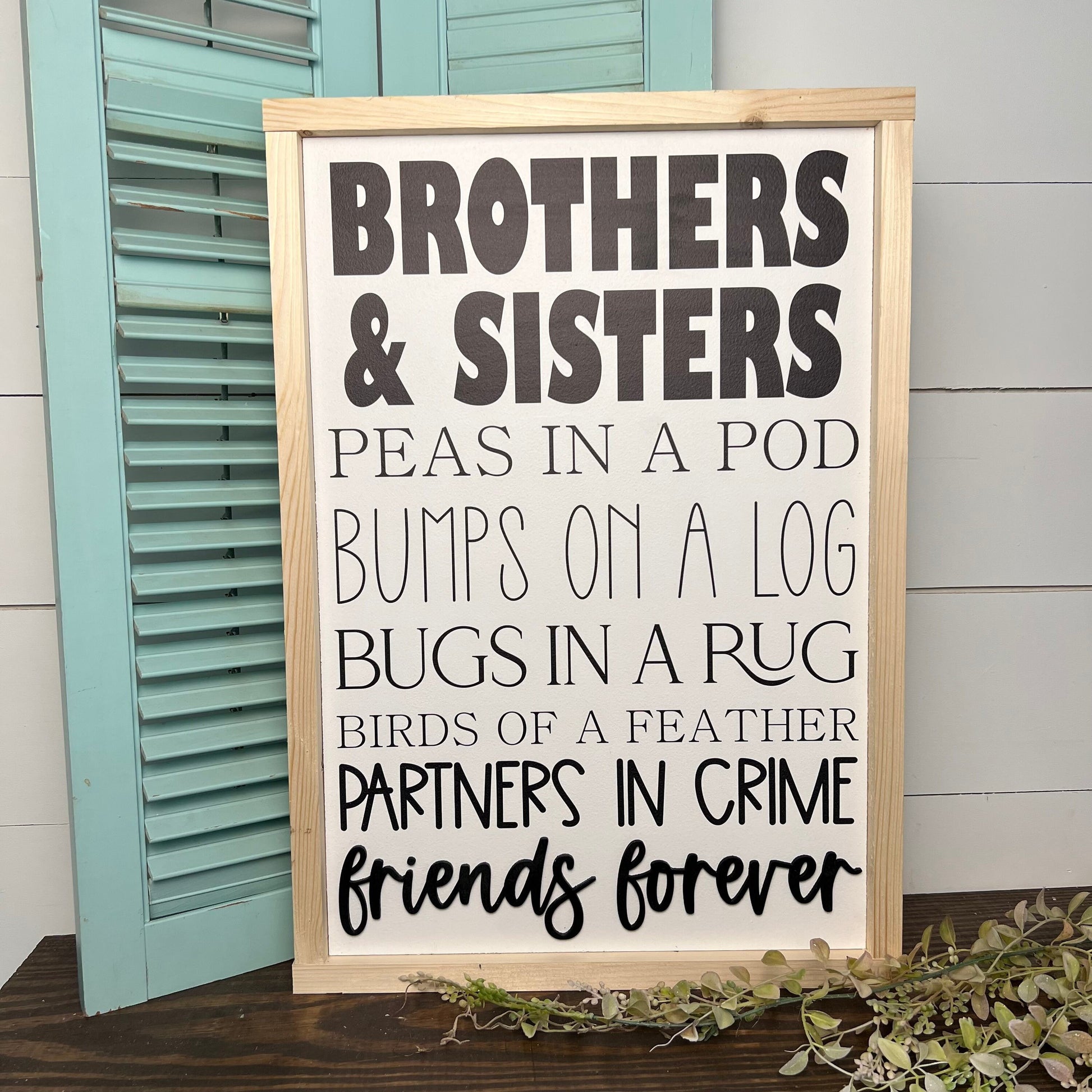 brothers and sisters. playroom kids room sign [FREE SHIPPING]