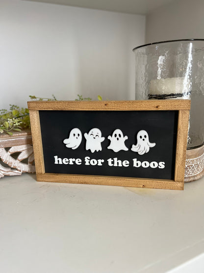 here for the boos * mini ghosts * wood sign [FREE SHIPPING]