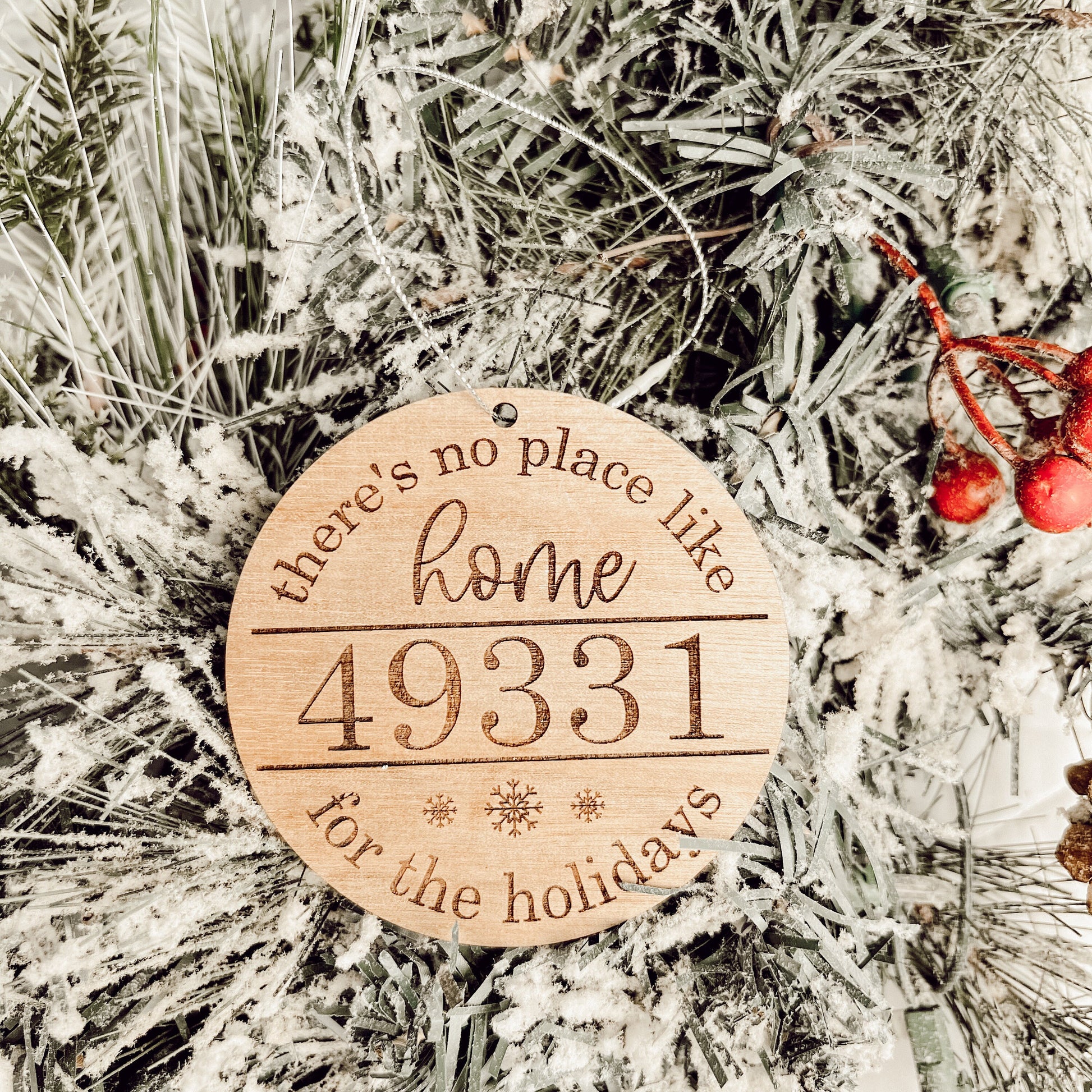 zip code home for the holidays personalized ornament