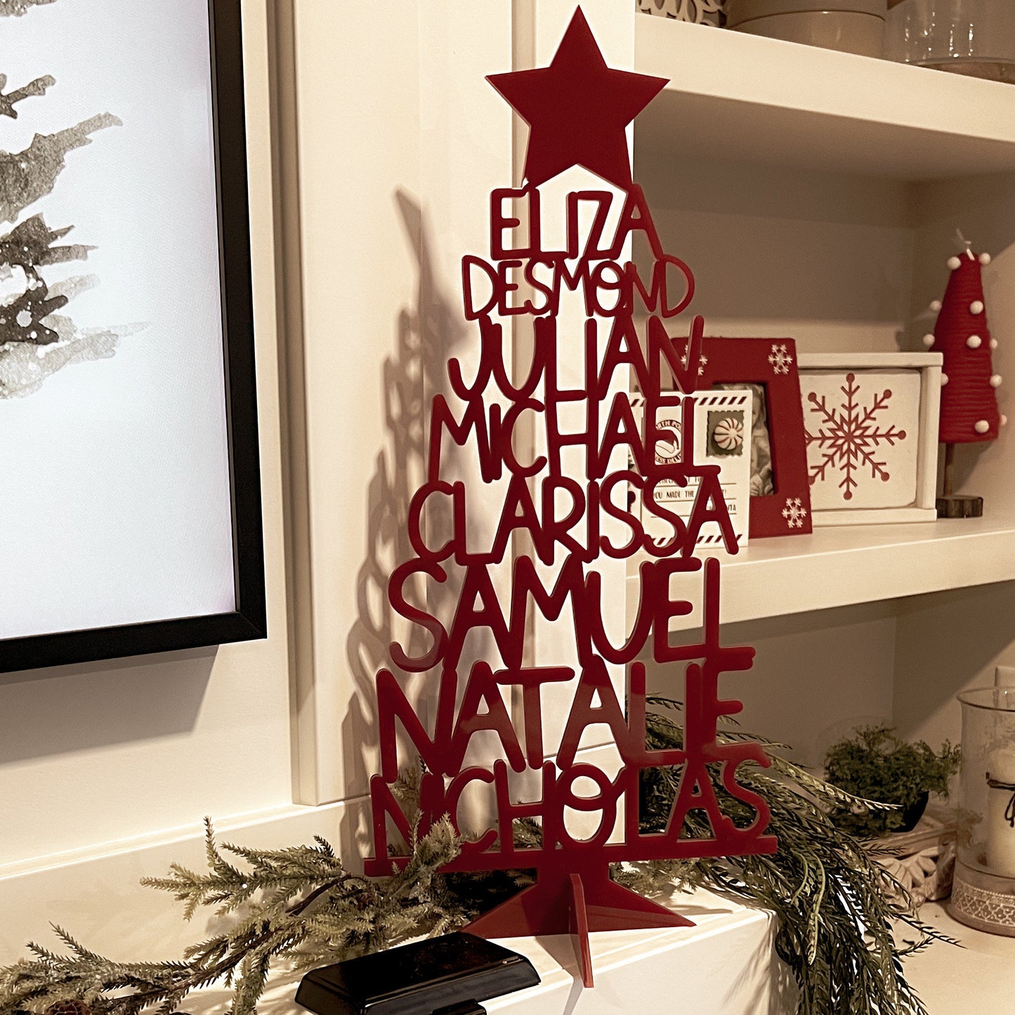 Your People Holiday Acrylic/Wood Tree Personalized with Names, Family & Kids Names Tree, Gift for Mom, Dad, Grandma, Grandpa [FREE SHIPPING]